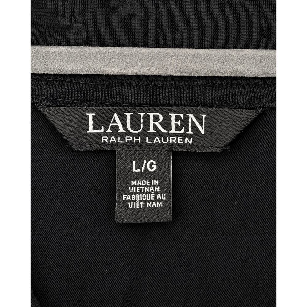 Lauren Ralph Lauren LRL Black Quarter Zip Logo Sleeve Preppy Athleisure L - Picture 5 of 8